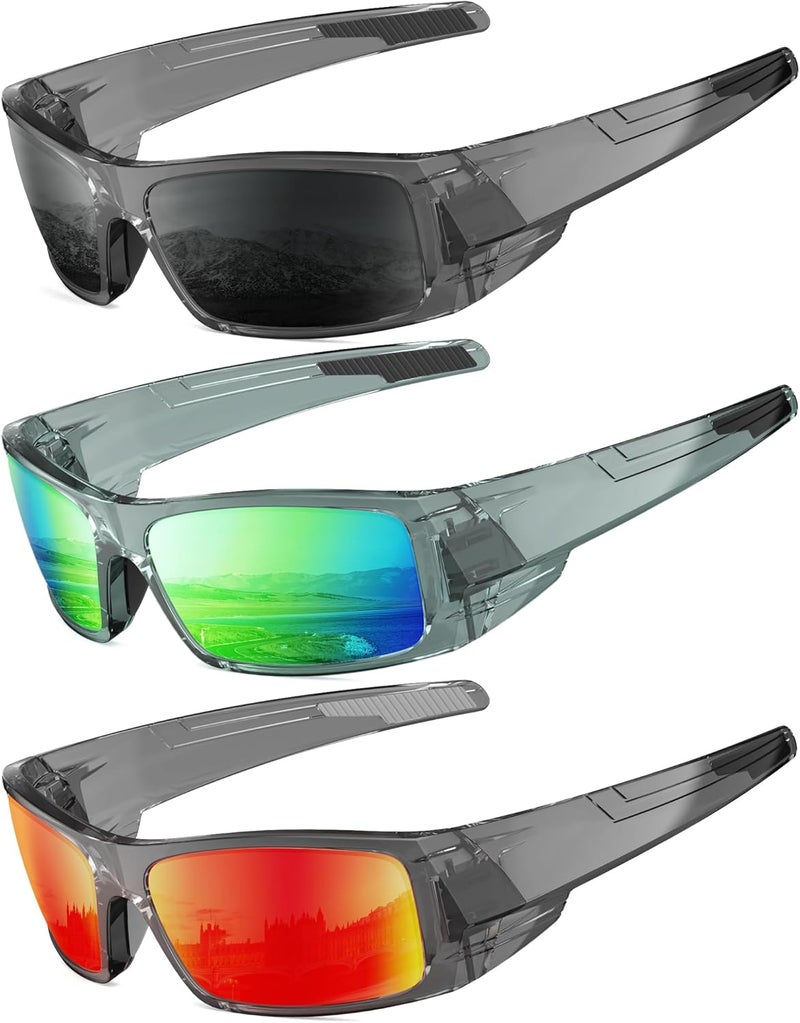 QALLY Store Sports Sunglasses-Men Polarized Mens-Sunglasses: Wrap Around Sun Glasses for Cycling Fishing with UV400 Protection - Image 1